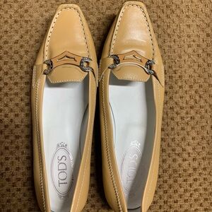 Tod's Camel Leather Loafers for Women